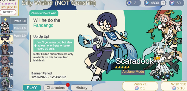 silly wisher原神抽卡