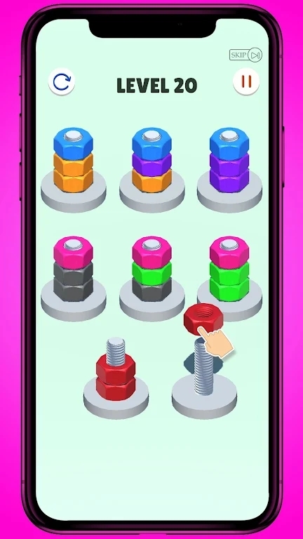 螺母螺栓颜色排序谜题